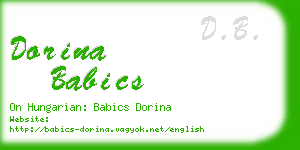 dorina babics business card